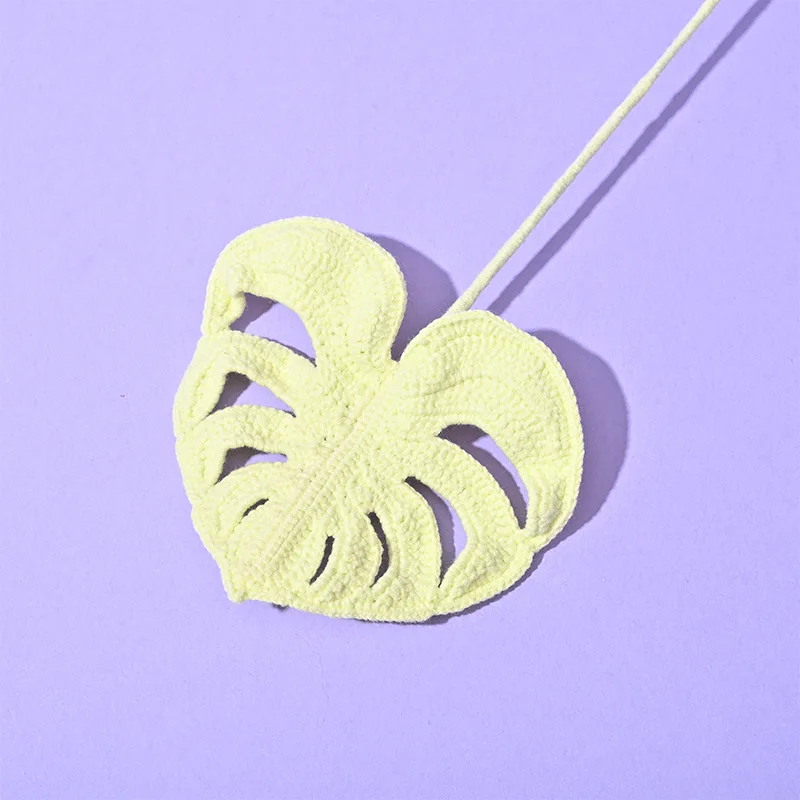 Gehäkeltes Monstera-Blatt, gestrickte künstliche Blätter, kreative handgewebte Blätter, DIY-Blumenstrauß, Heimdekoration, Geschenk – Detail 5