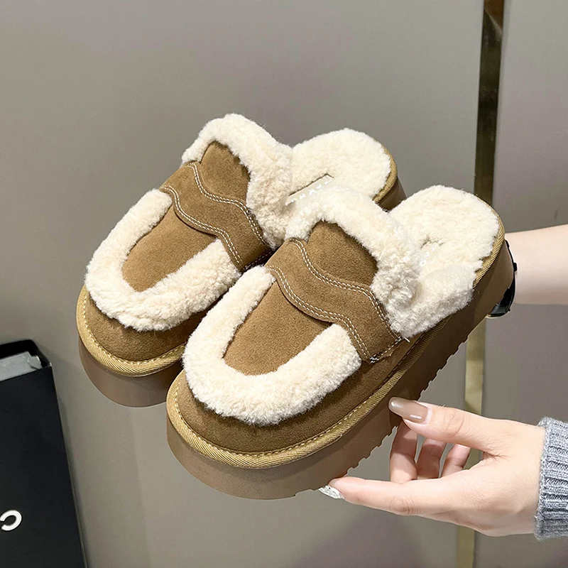 Slippers Casual Fur Shoes Slides Slipers Women Platform Cover Toe Luxury Plush 2024 Fashion Fur Shoes House Slippers Platform Sl