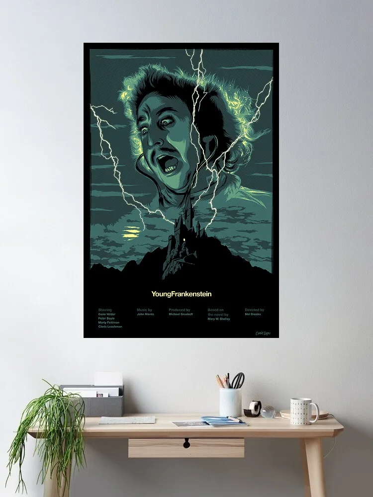 Young Frankenstein Japanese Movie, Art Print Silk Poster Home Wall Decor