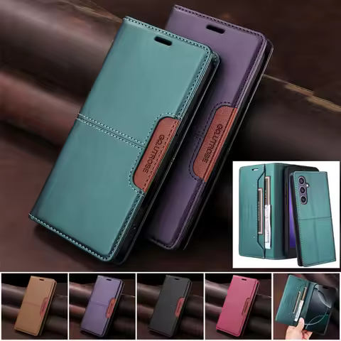 Flip Leather Wallet Mobile Phone Protective Case for Samsung Galaxy S25 Plus S24 FE S23 S22 S21 S20 Ultra A16 A56 Magnetic Cover