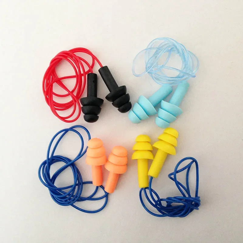 New Waterproof Soft Silicone Corded Ear Plugs Travel Sleep Noise Prevention Earplugs Noise Reduction Swimming Earplugs Earmuff