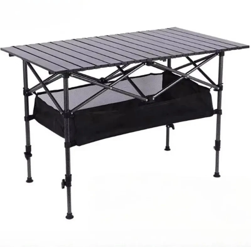 Outdoor Camping Foldable Egg Roll Desk Adjustable Height Portable Multiscene BBQ Picnic Stall Wild Travel Leisure Dining Gear