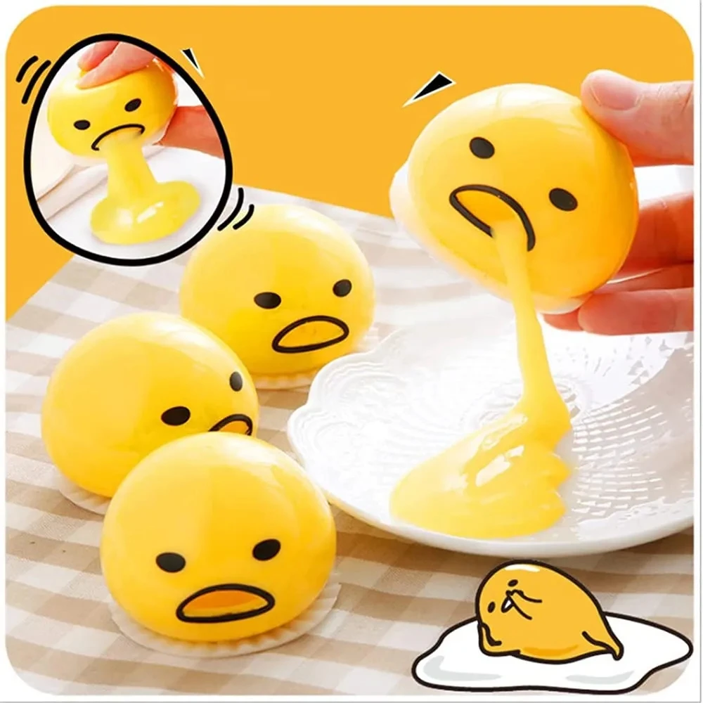 Stretchy Disgusting Funny Egg Yolk Decompression Toy Sticky Vomit Ball Lazy Egg Custard Brother Army Funny Toy view 2
