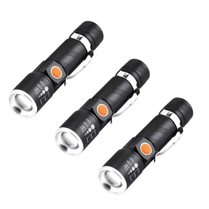 Aluminum Alloy LED Flashlight Outdoor Portable Night Fishing Strong Light Flashlight USB Charging Handheld Flashlight