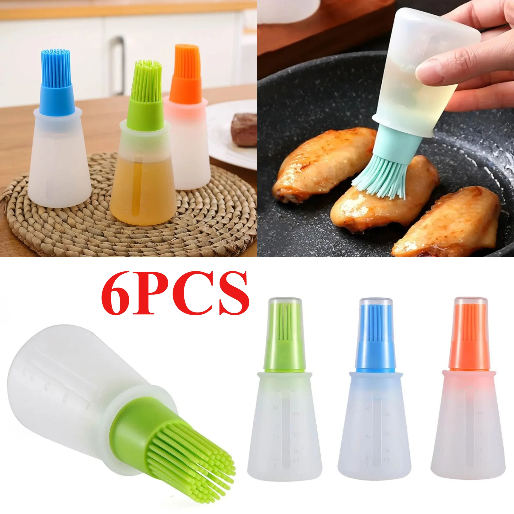 Silicone Oil Brush With Bottle Brush, Portable Oil Brushes Liquid Oil Pastry Kitchen Baking Tool, for BBQ