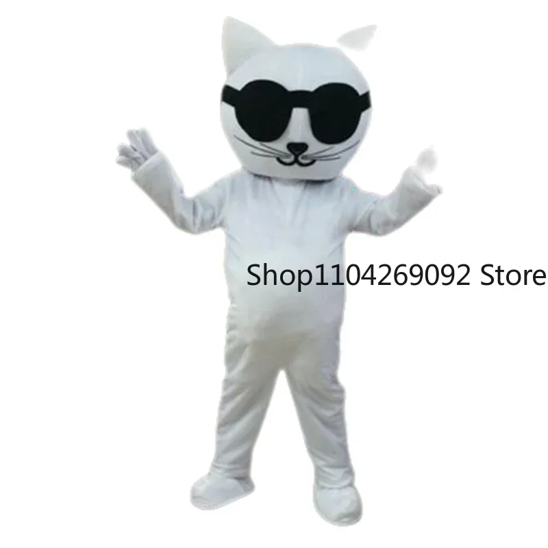 White Cat Mascot Costume Animals Cosplay Halloween Party Adults Fancy Dress Event Unisex Cartoon Apparel Cosplay Halloween