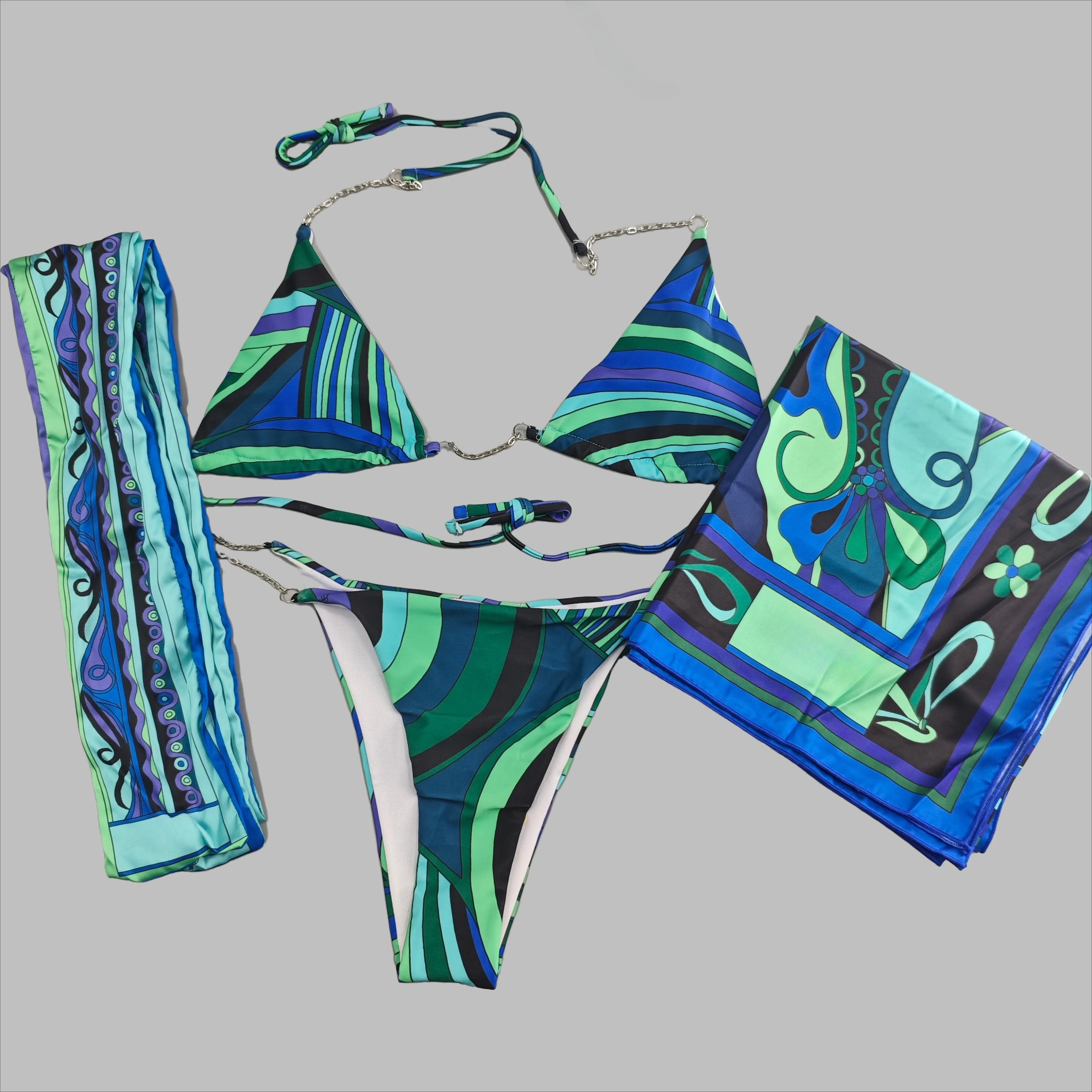 2026 Luxury Design Women's Scarf Bikini Set Italy Designer Brand Lady Headband Swimsuits