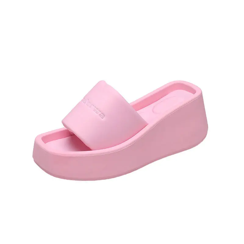 Women Indoor Home Slippers 2022 Summer Soft Comfortable Non-slip Flip Flops Bath Slippers Family Wedge Shoes Hotel Sandals