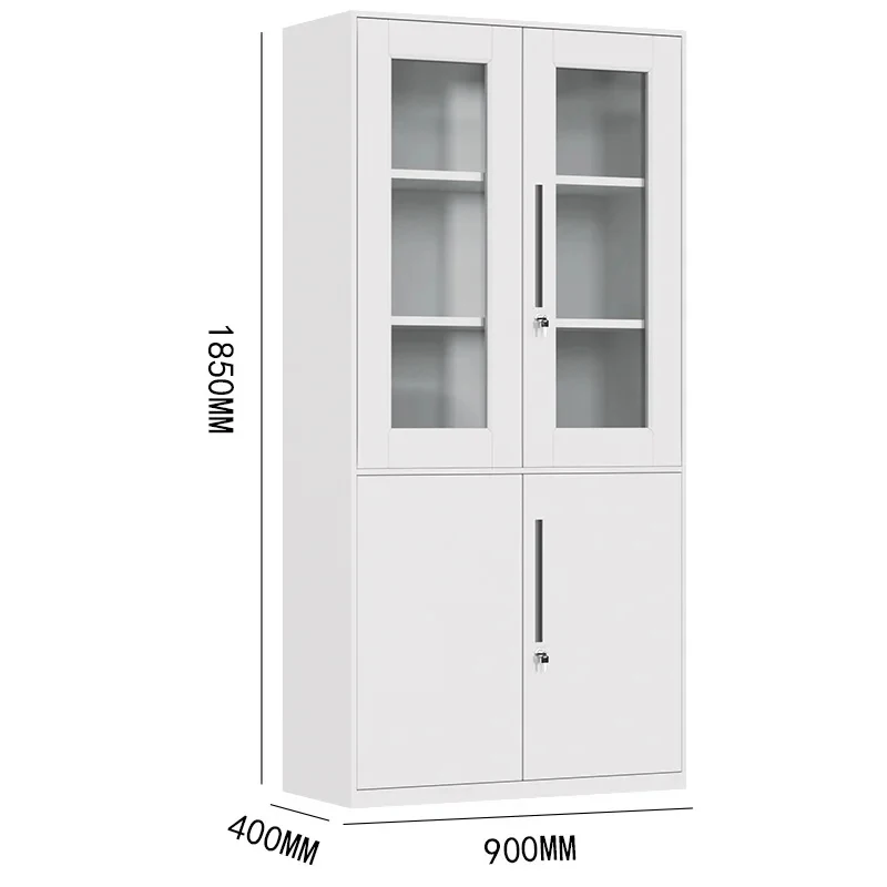 custom.Steel Cabinet with Glass Front and 2 Central Drawers Files and Supplies