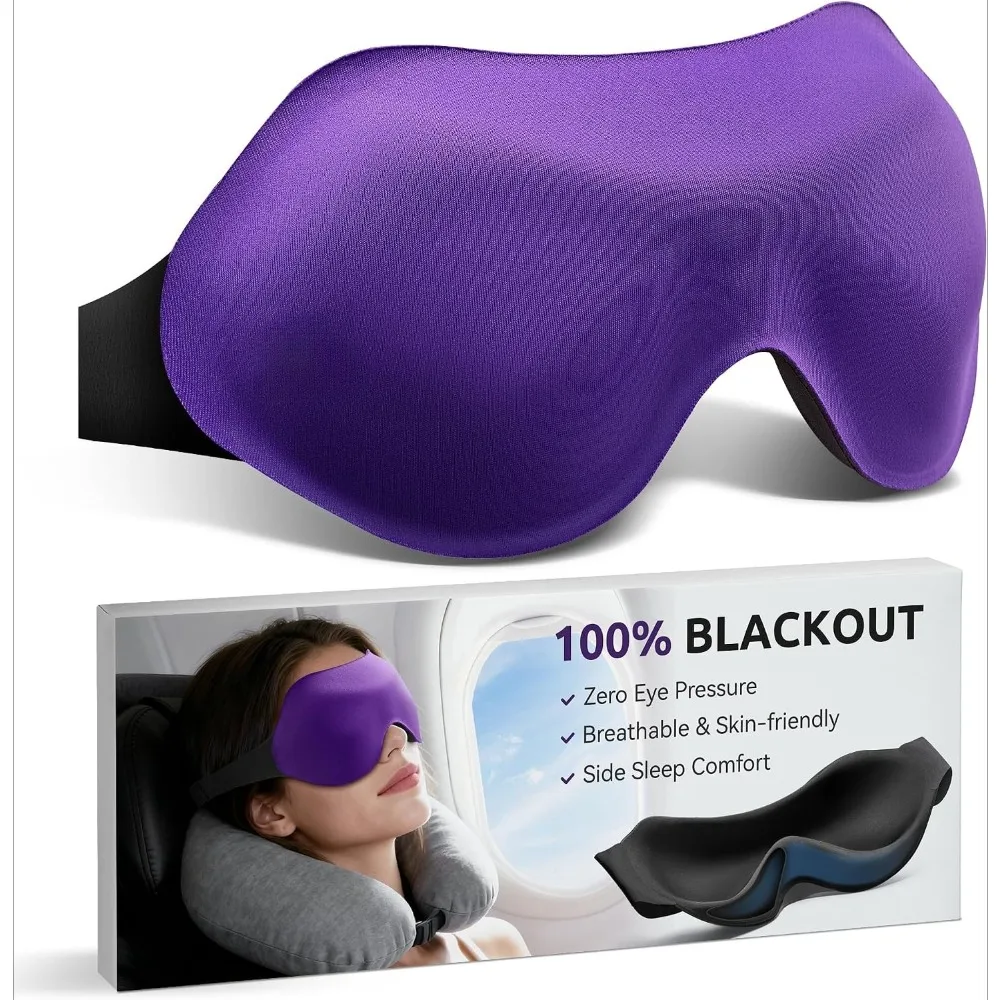 3D Contoured Sleep Eye Mask Soft Memory Foam Eyeshade Block Light Blindfold Adjustable Strap Travel Night Sleeping Eye Cover