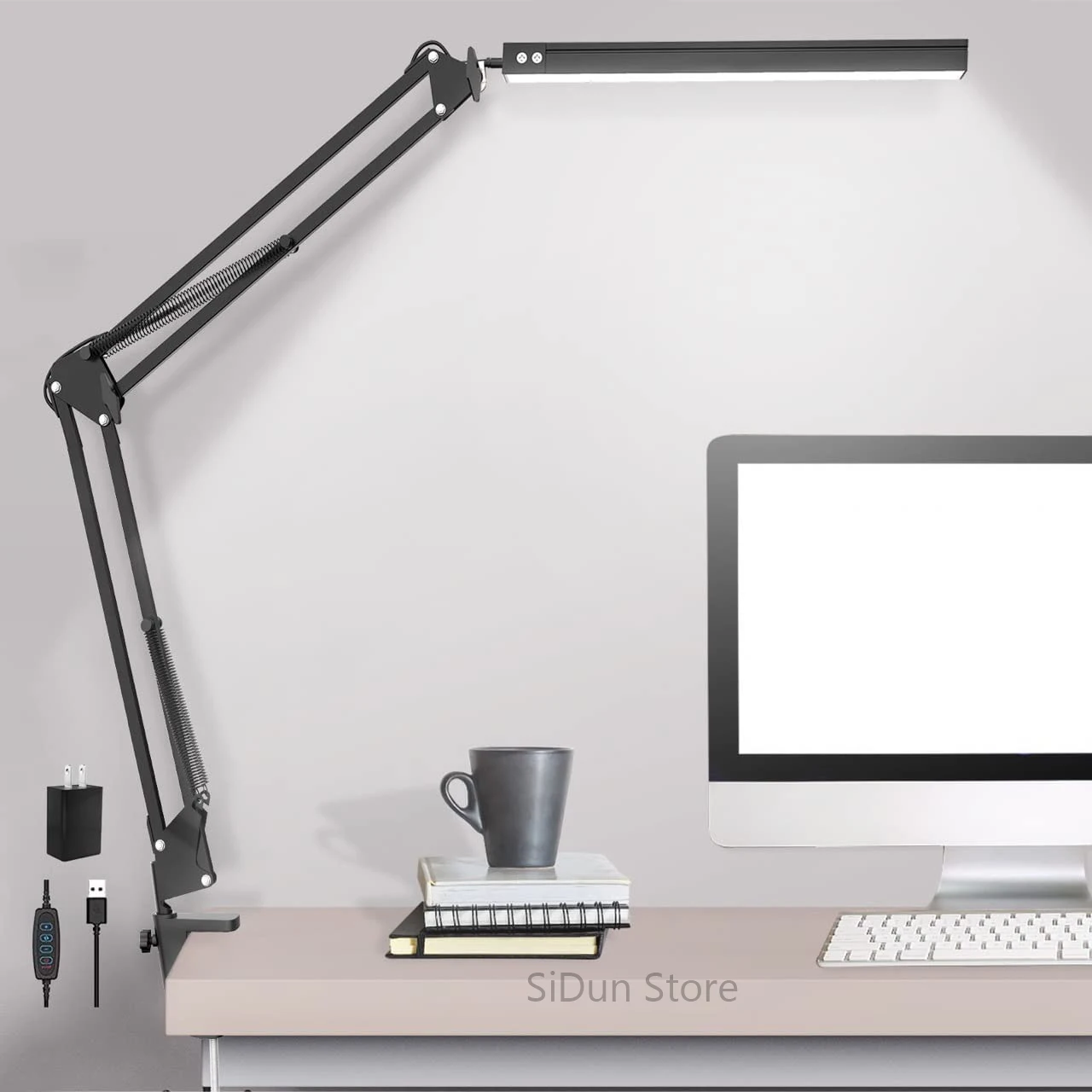 

LED Desk Lamp with Clamp Swing Arm Adjustable Eye-Care Light Eye-Caring Table Lamps for Home Office Studios