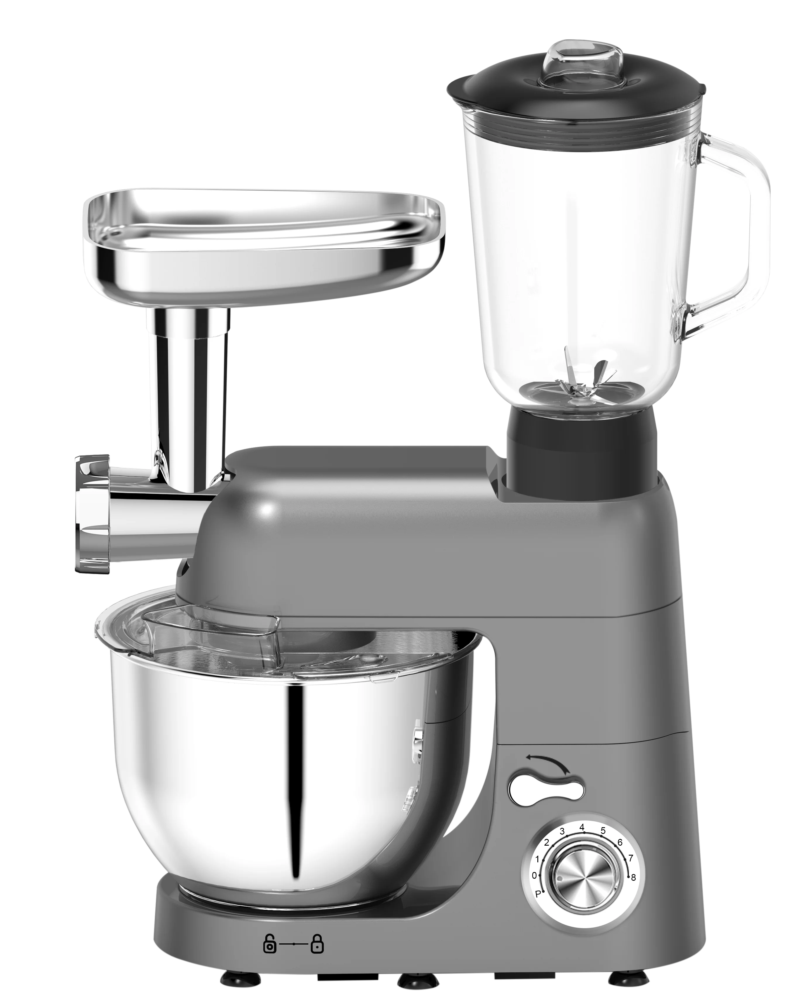 

5-in-1 Multifunctional 7 Litre 1800W Household Electric Stand Mixer With Egg Whisk Dough Hook Meat Grinder Fruit Vegetable Blend