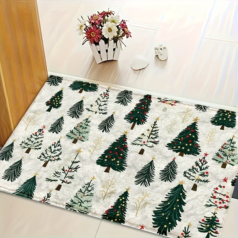 Christmas Tree Fresh Style Bathroom Anti-silp Door Mats Suitable for Living Room Entrance Decorative Accessories Pad Bedroom Rug