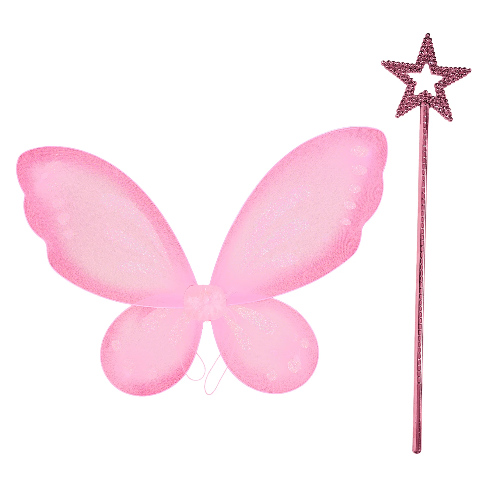 

Girls Beautiful Butterfly Style Wings Photography Props Plastic Star Shape Fairy Stick Set Halloween Cosplay Elastic Straps Wing
