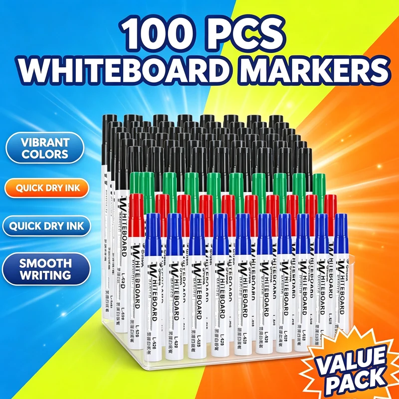 Caneta Marcadora Apagável para Quadro Branco e Quadro Negro, para Sala de Aula, Vidro, Escritório, Escola, Material de Papelaria, 1/20/100 Peças
