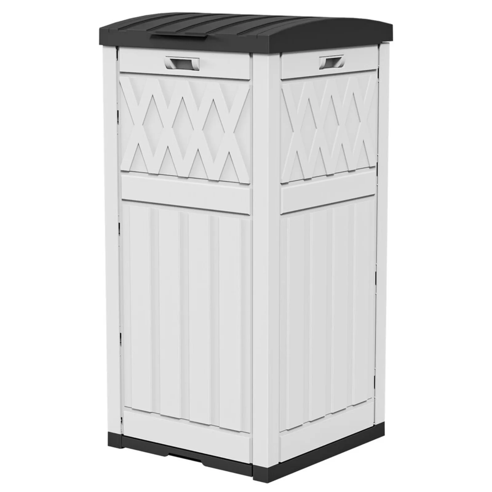 

US 33 Gallon Outdoor Trash Can w/ Tiered Lid and Drip Tray Waterproof Garbage Can