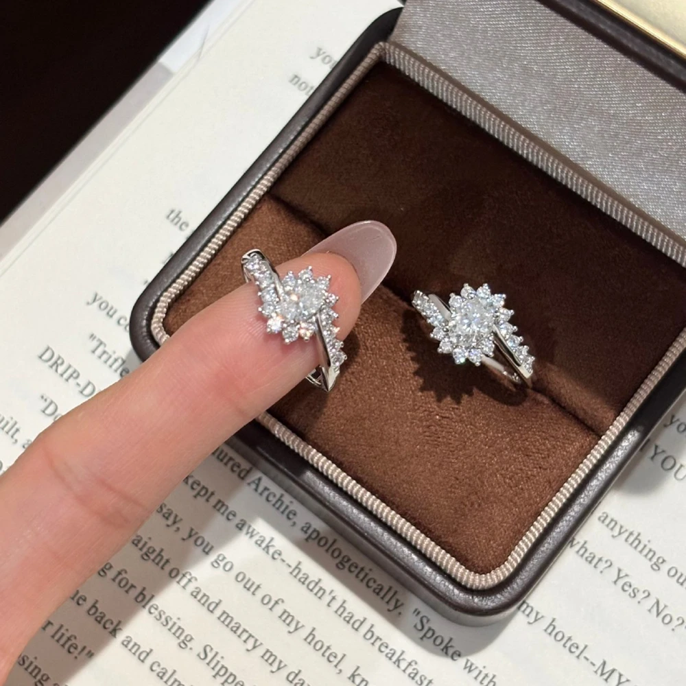 Real 0.5-1ct Moissanite Ring Tested with Diamonds Bring S925 Sterling Silver For Women Marry Anniversary Party Jewelry Gift view 5