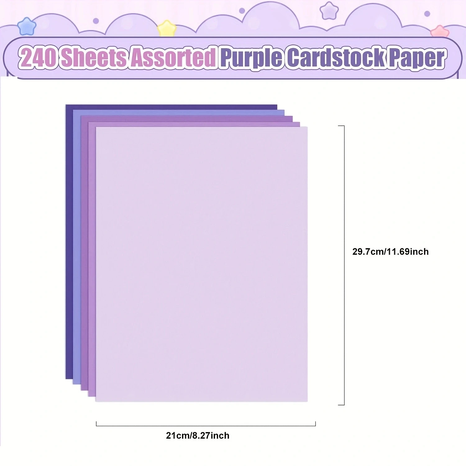 15 Sheets Assorted Purple Cardstock Printable A4 Color Paper 230gsm Suitable for Scrapbooking Card Making DIY Art Craft Supplies