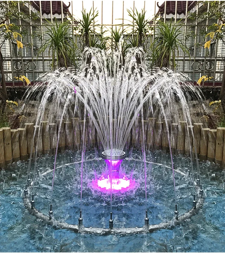 Fountain submersible pump,fish pond garden landscape fountain,koi pond landscape pool fountain head,slowly changing LED lights