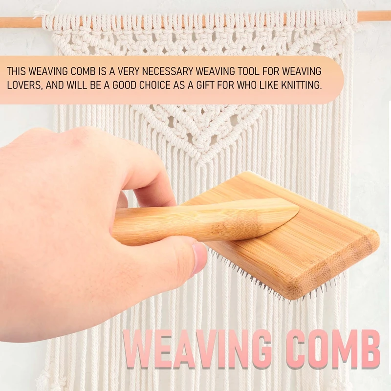 Macrame Brush Tapestry Weaving Comb Tool Macrame Fringe Weaving Knitting Accessories DIY Braided Open Knot