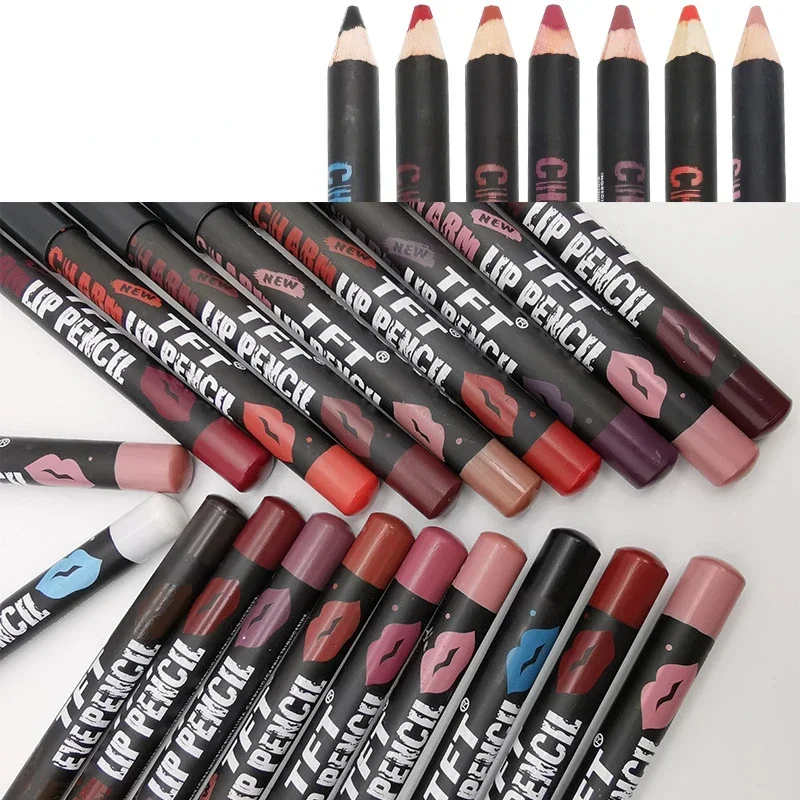 1Pc Lipstick Pencil Eyeshadow Pencil Matte Lip Liner Waterproof  Long Lasting Makeup Pens Easy To Wear Non-stick Cup