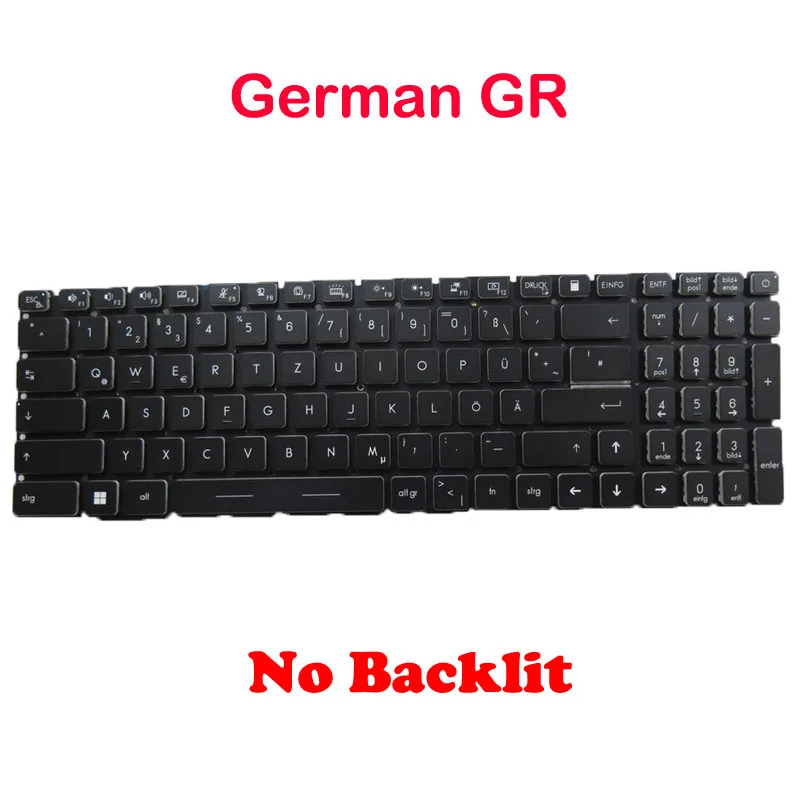 No Backlit Replacement GE77 Keyboard For MSI Raider GE77 HX-12U GE77 12UGS GE77HX 12UH 12UHS German GR Belgium French Russian TR