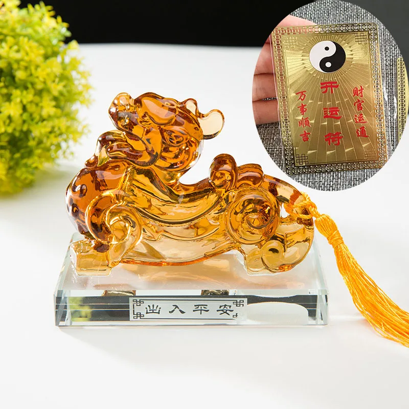 

2025 HOME CAR SHOP GOOD talisman bring fortune crystal Dragon PI XIU Mascot Feng Shui statue + GOOD LUCK gold card Amulet