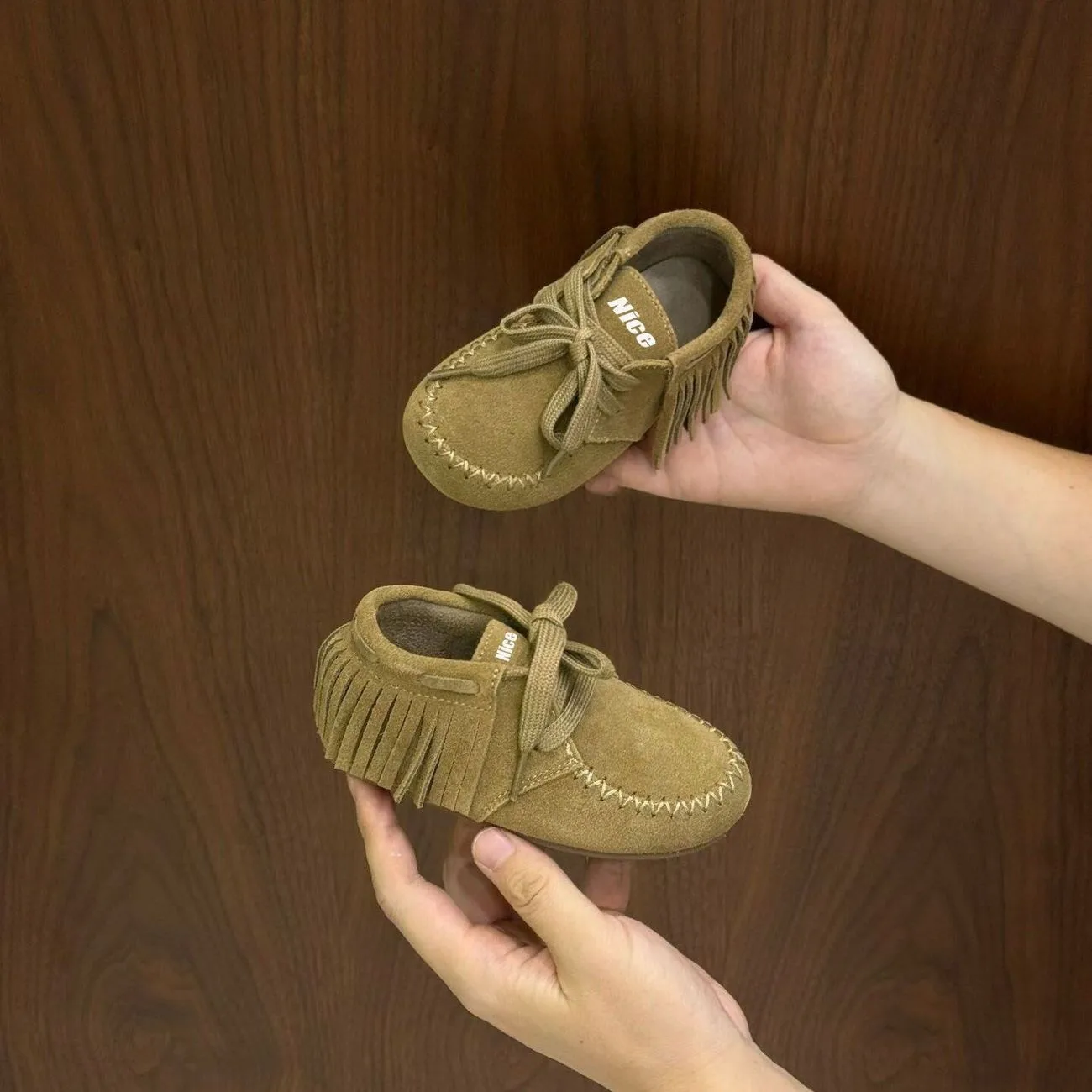 Retro Baby Girls Tassel Suede Leather Shoes Autumn Winter New Plush-Lined Soft-soled first Walkers Shoes Infant Toddler Footwear
