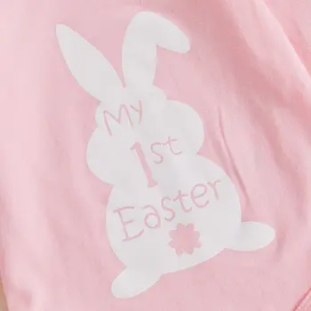 0-18 חודשים תינוקת ילדות קטנות בגדי ארנב פסחא Romper שרוול ארוך + תחתונים חצאית טוטו + גרביים + סרט לראש 4 יחידות 6 best sales תלבושת פסח לתינוק - №5