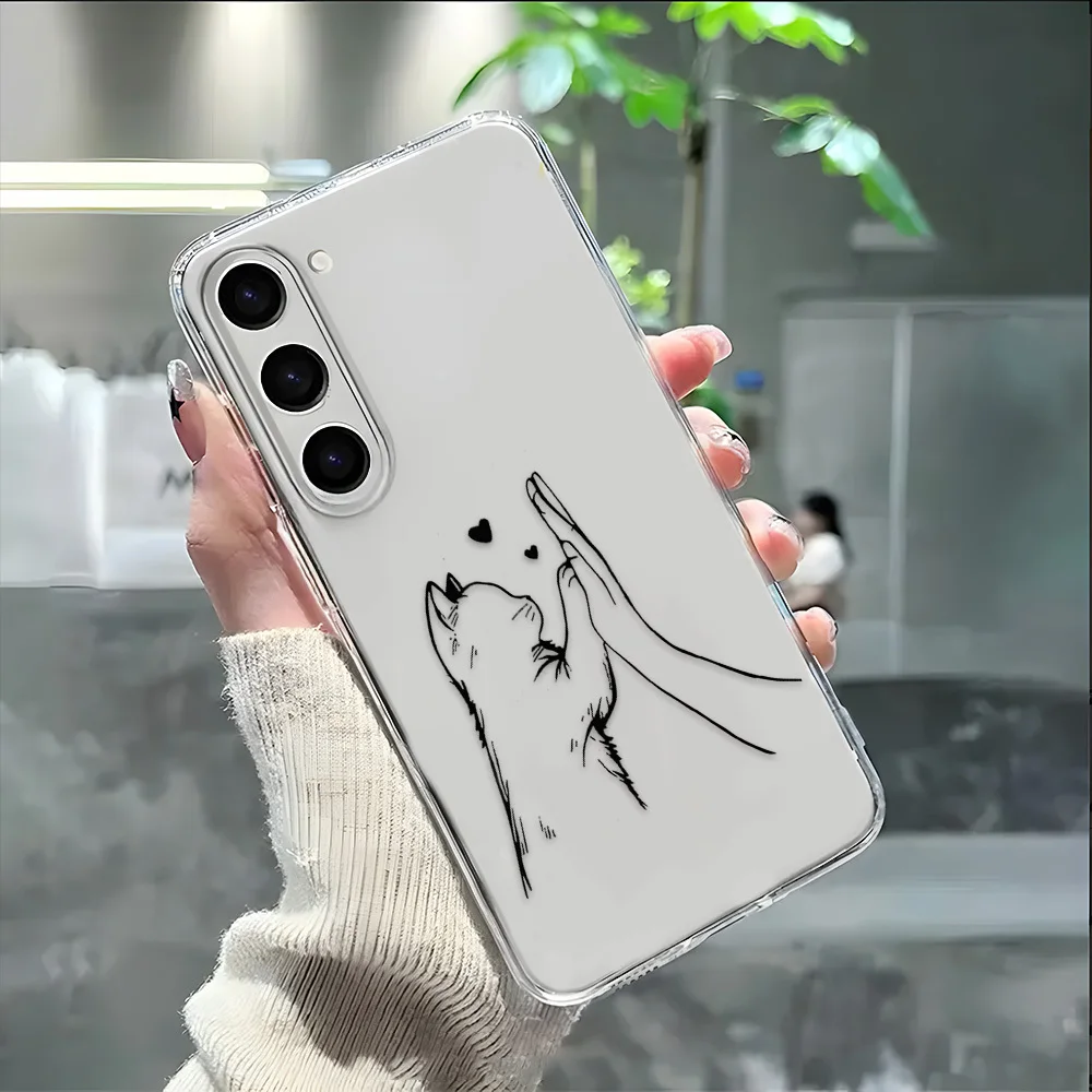 Cat-shaped transparent phone case for Samsung Galaxy A52S A53 A54 A55 A56 5G/S26 S23 S24 25 FE S22 Plus Ultra soft cover