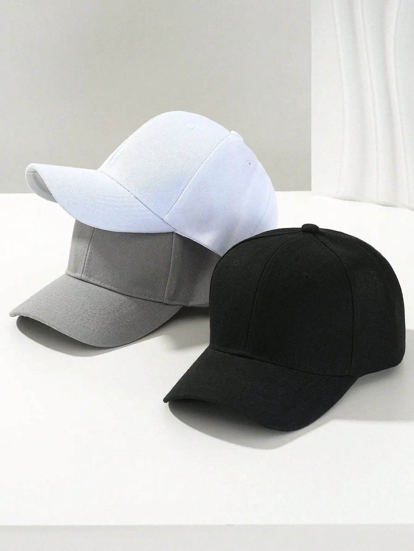3pcs Plain Baseball Cap Unisex Adjustable Curved Brim Trucker Hat For Casual Everyday Wear, Polyester sc2501070166065666