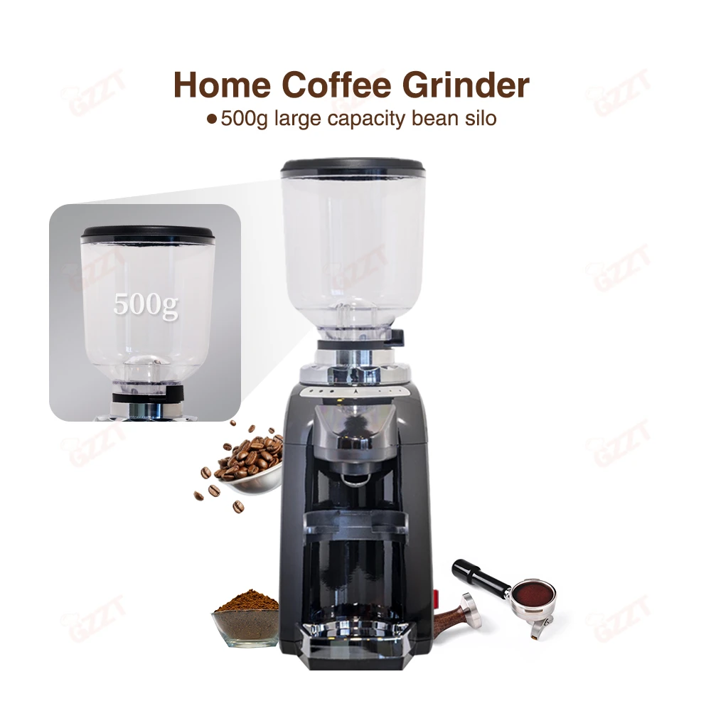 50mm Flat Burr Automatic Espresso Electric Coffee Grinder Digital Control Micro Motion Sensing Switch Household Aluminum Micro