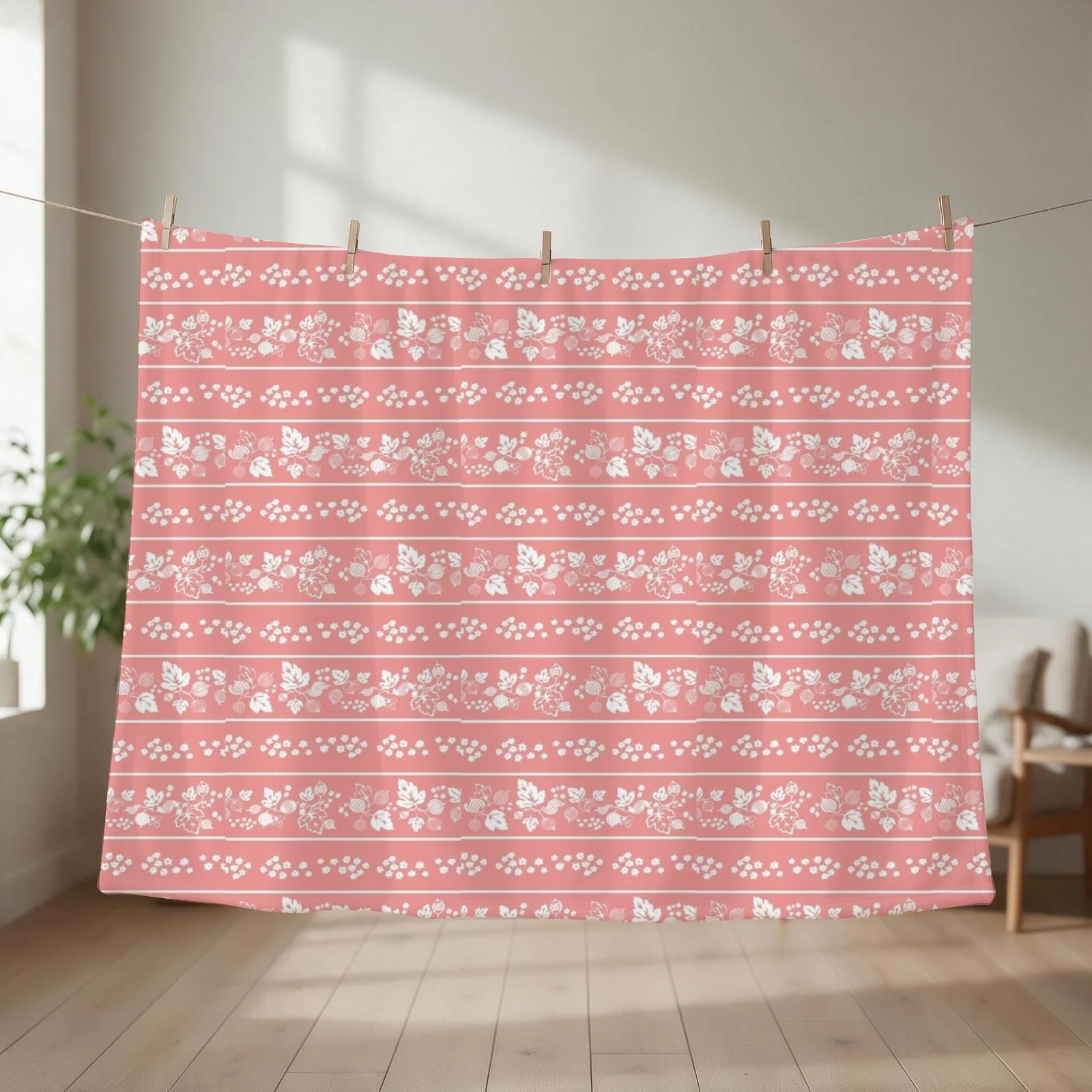 Midcentury Pink Gooseberry Berries and Leaves Vintage Dishes Throw Blanket wednesday Sleeping Bag Fashion Sofas Bed Blankets