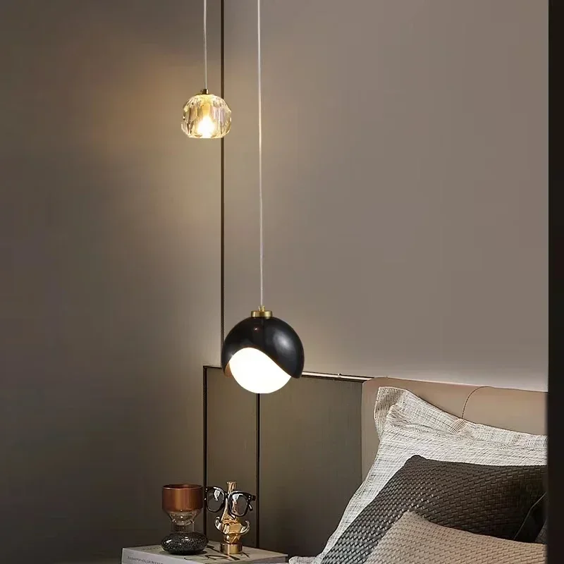 

Modern Simple Crystal Pendant Light Luxury Master Bedroom Bedside Hanging Lamp Nordic Minimalist Long Line Living Room Lustre