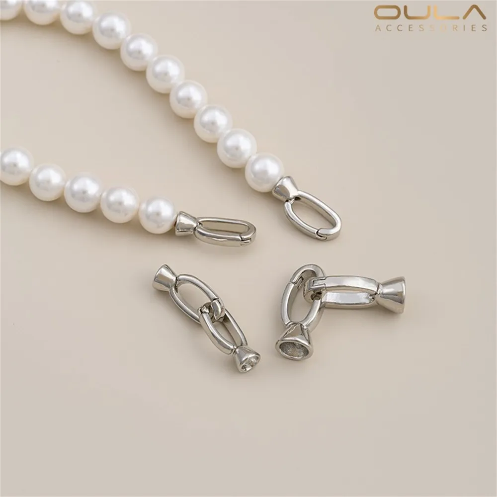 1pcs 14K Gold-plated Universal Pearl Clasp Necklace, Horn Clasp Bracelet, Double Buckle, Diy Handmade Jewelry, Ending Clasp