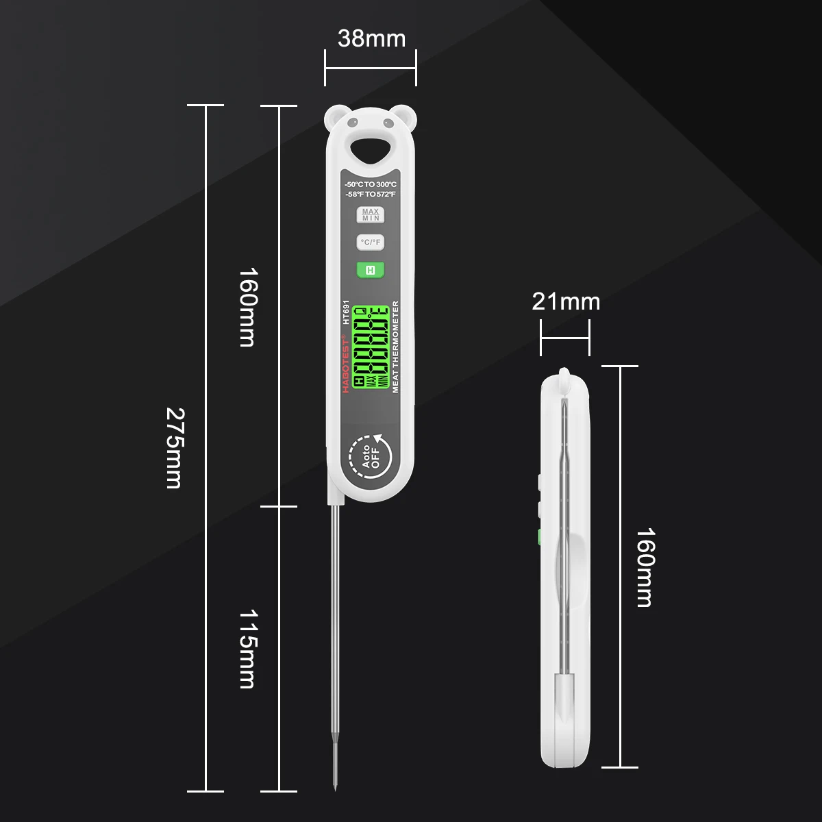 HABOTEST HT691 Instant Read Meat Thermometer for Grill and Cooking Kitchen Probe Thermometer for BBQ Grill Beef Deep Frying