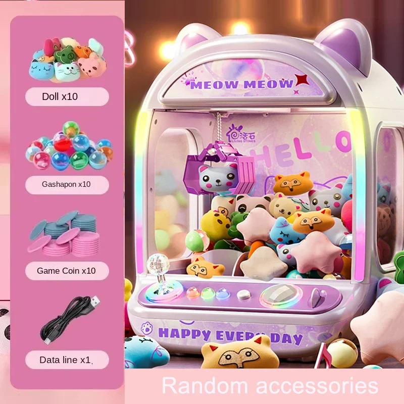 DIY Automatic Doll Machine Kids Coin Operated Play Game Mini Claw Catch Toys Crane Machines Music Doll for Christmas gifts image 3