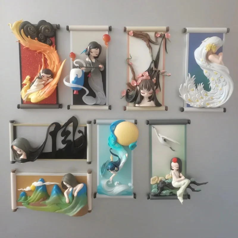 Sleep Chinese Scrolls Series Blind Box Kawaii Guess Bag Collection Mysterious Surprise Cute Model Toys Doll Ornament Xmas Gifts