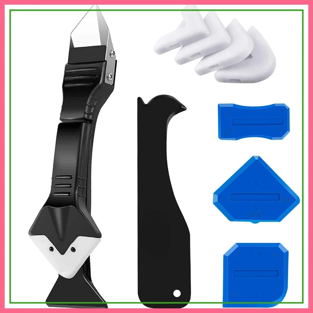 

3 in 1 Caulk Remover & Grout Removal Tool Kit with 4pc Glass Glue Angle Scraper