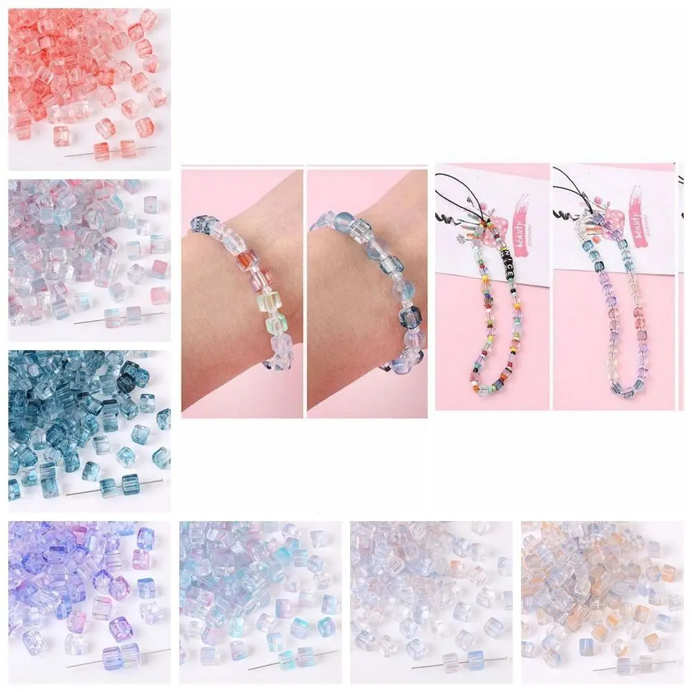 Glass DIY Beads with Sugar Cubes 7mm Transparent Handmad Beading Materials Octagon Design Sugar Cube