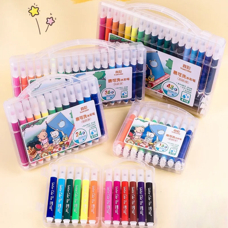 Washable Watercolor Pen Triangle Stick Children's Brush Kindergarten Primary School Art Sketch Coloring Pen Supplies Stationery