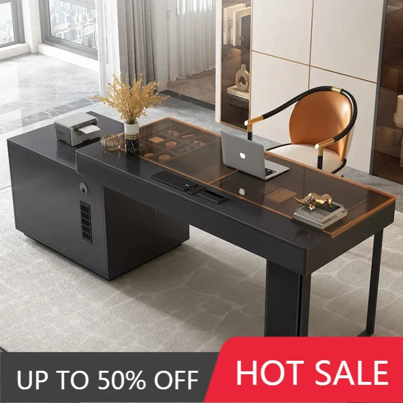 #Corner Domestic Office Desks Glass Minimalism Computer Rock Plate Simple Study Office Desks Escritorios Work Furniture QF50OD