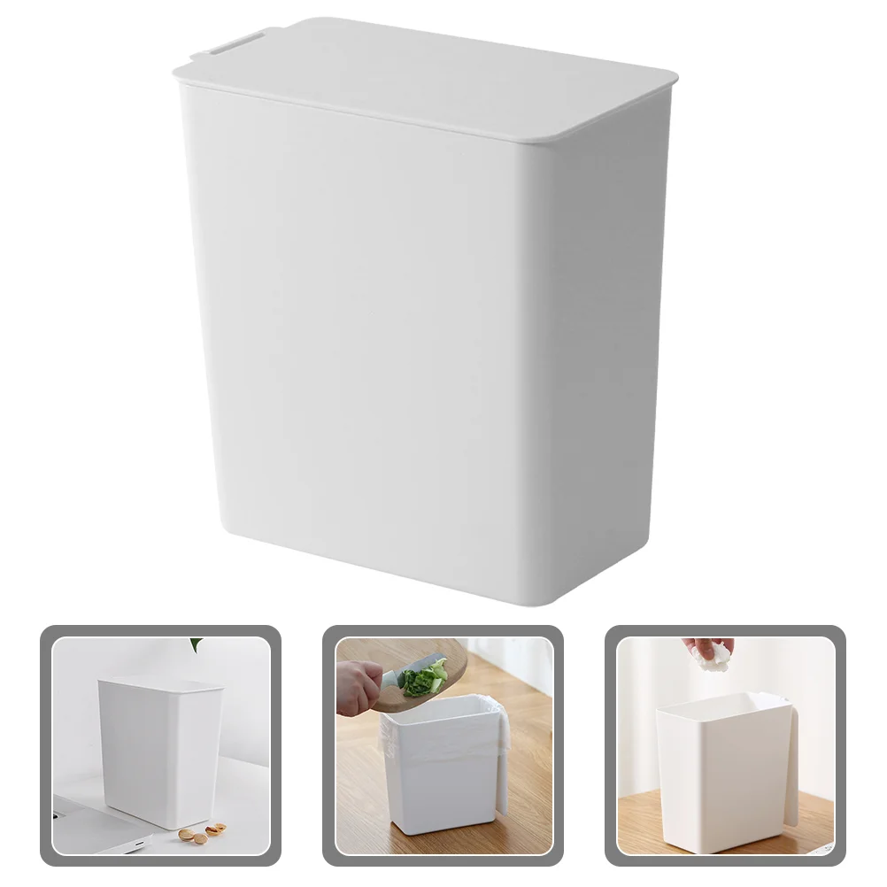 

Simple Office Desk Wastebasket Portable Mini Trash Can White Bathroom Organizer Kitchen Paper Bin Pp