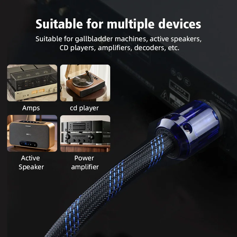 HHDZI HiFi EU Power Cord OFC Oxygen-Free Copper Braided Mesh Power Cable for Amplifier CD Player Decoder Active Speaker