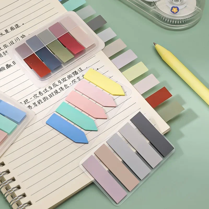 100Sheets/Set Sticky Note Self-adhesive Colorful PET Notepad Book Page Label Index Mark Stickers Bookmark Stationery Memo Pad