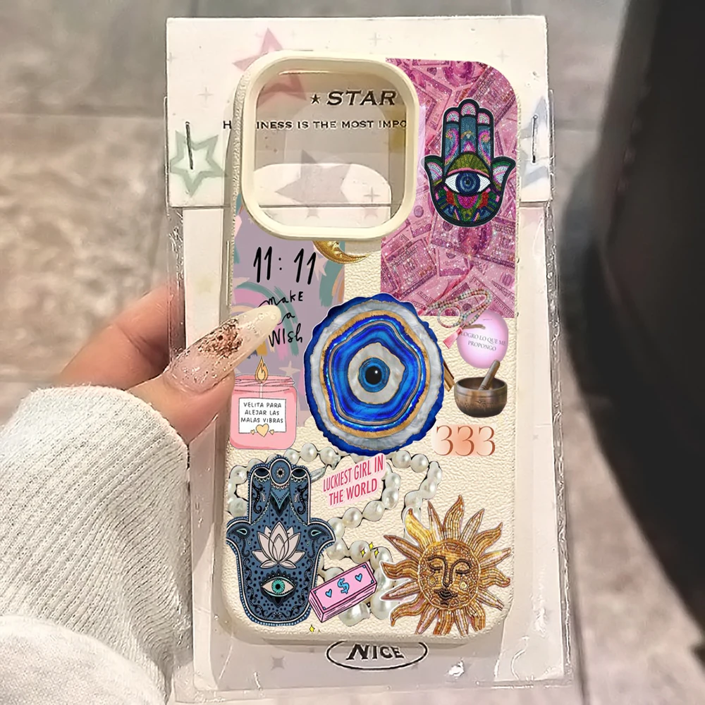 Hamsa Hand Evil Eye collage Case For iPhone 16 Pro Max Cases iPhone 17 11 12 13 ProMax 14 15 Plus 17 Air XS XR Shockproof Coque