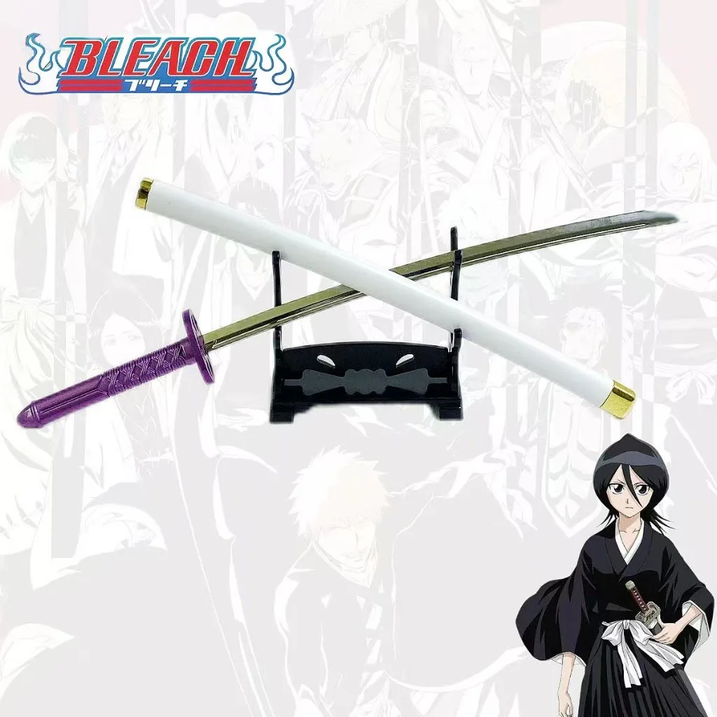 9..5inch Bleach Rukia Kuchiki Sode no Shirayuki Nichirin Sword Metal Katana Japanese Samurai Sabre Ninja Blade Cosplay Prop Toy