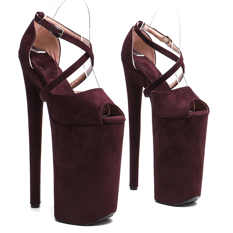 Leecabe 26CM/10inches Suede Upper sexy Exotic High Heel Platform Party Sandals Stripper Heel Pole Dance Shoes
