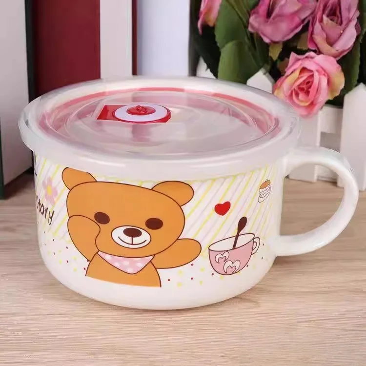 Cerc Food Preservation Bowl with Lid And Handle for Ramen Microwave Frie Lunch Box Student Water Cup Breakfast Cup