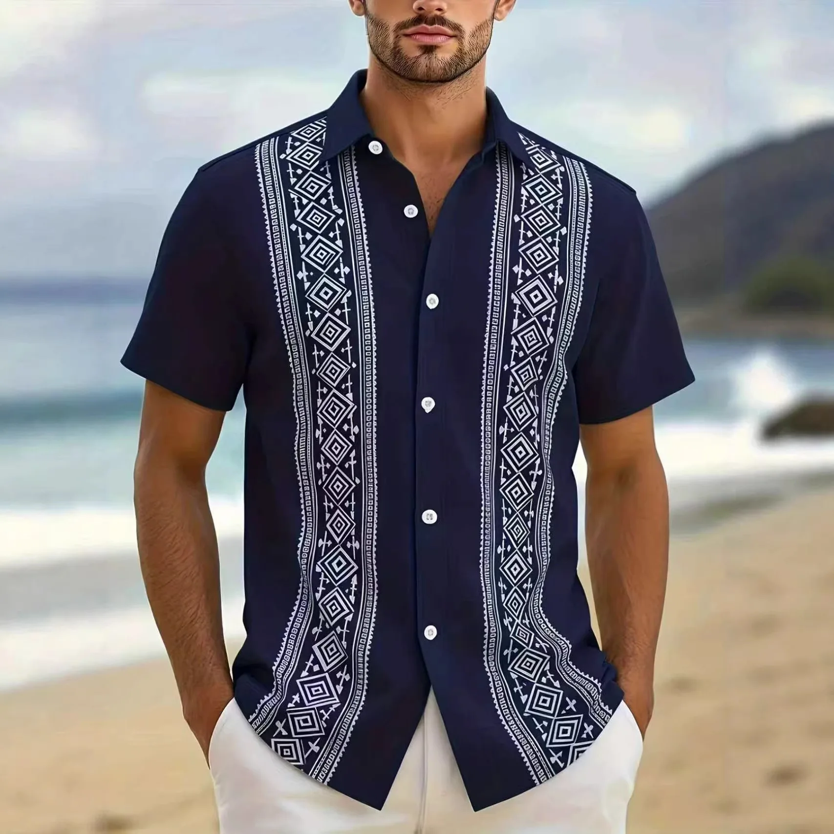 Summer Men's Shirt Fashion Trend Hawaiian Short Sleeve Shirt 3D Printed Casual Cardigan Shirt